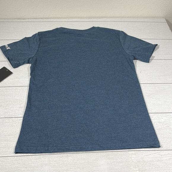 Hurley Heathered Blue Tee with Neon Rainbow Logo Medium - Picture 8 of 8